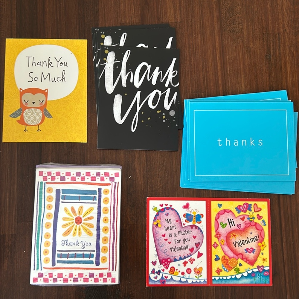 A lot of thank you and Valentine’s Day cards